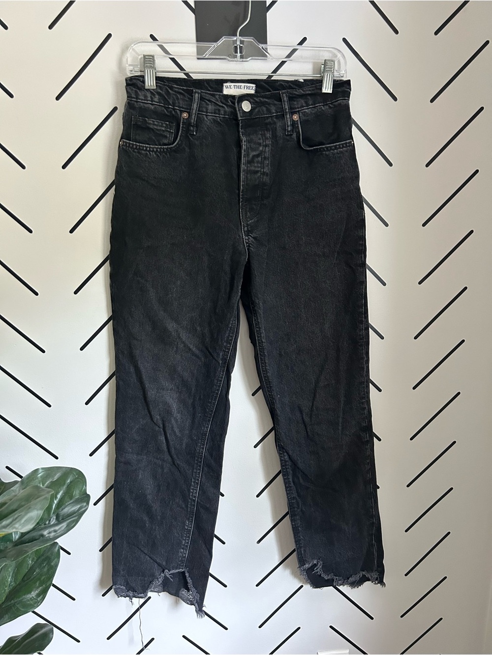 Free People Tapered Baggy High-Rise Boyfriend Jeans washed black